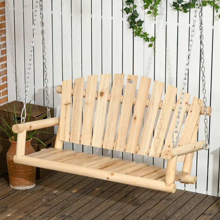 Outsunny 2-Seater Porch Swing, Hanging Outdoor Swing Bench with Metal Chains for Deck, Patio, Garden, Backyard - DTYStore