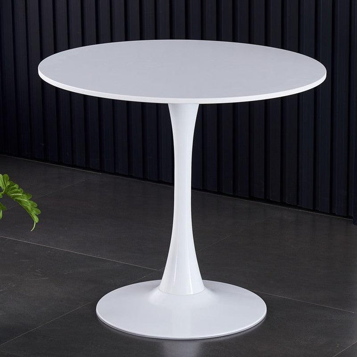 White Round Table, Modern Dining Table, MDF Top and Steel B0ase Tulip Round Kitchen Table, Mid Century Coffee Table for Living Room 24 Inch. - DTYStore