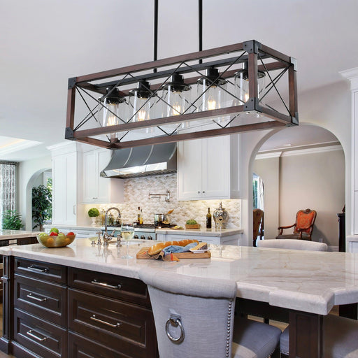 5-Light Retro Farmhouse Chandelier For Kitchen, Living room, Dining room Red and Black(No Bulbs) NEW SKU:W1340P206646 - DTYStore