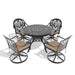 5-Piece All-Weather Cast Aluminum Dining Set, Include 4 Swivel Chairs and 39.37' Round Table With Black Frame - DTYStore