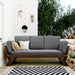 Outdoor Adjustable Patio Wooden Daybed Sofa Chaise Lounge with Cushions for Small Places