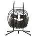 2 Persons Egg Chair with Stand Indoor Outdoor Swing Chair Patio Wicker Hanging Egg Chair Hanging Basket Chair with Stand for Bedroom Living Room Balcony - DTYStore