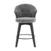 008-Wing Back Swivel Bar Stools Set of 2 - 25' Counter Height Adjustable Stools with Solid Wood Legs & Chenille Upholstery, Leveling Feet for Kitchen Island, Home Pub or Dining Room, Dark Grey - DTYStore