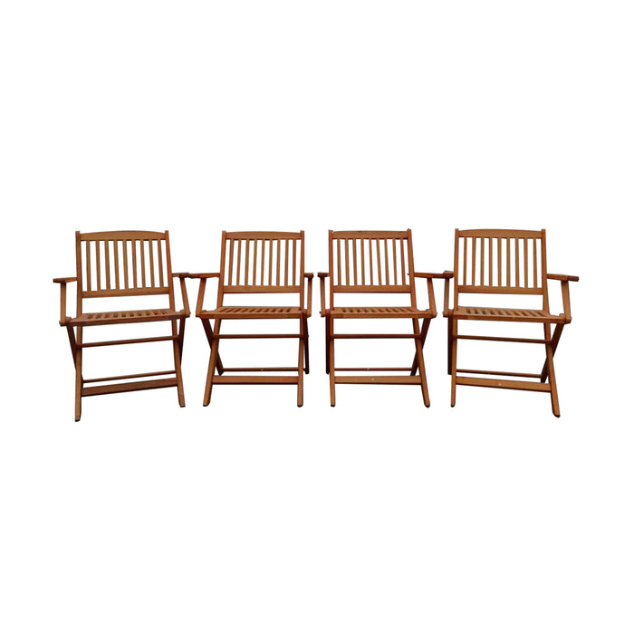 Foldable Patio Dining Set, 4 Folding Chairs, Indoor and outdoor universal, Teak - DTYStore