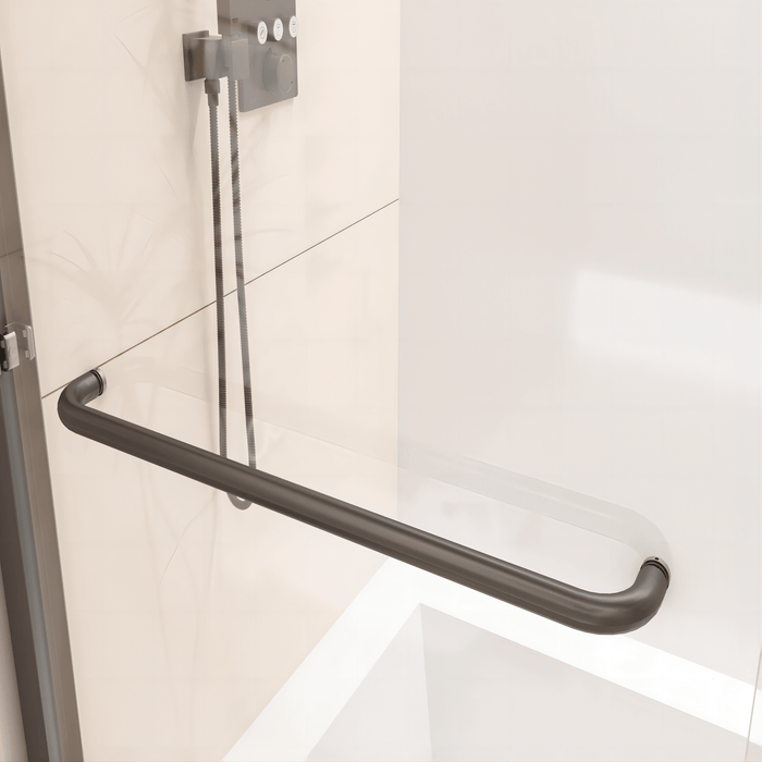 56"-60"W*58" H Semi-Frameless Double Sliding Tub Door, Bypass Bathtub Shower, 1/4" (6mm) Thick SGCC Tempered Glass Door, Matte Black