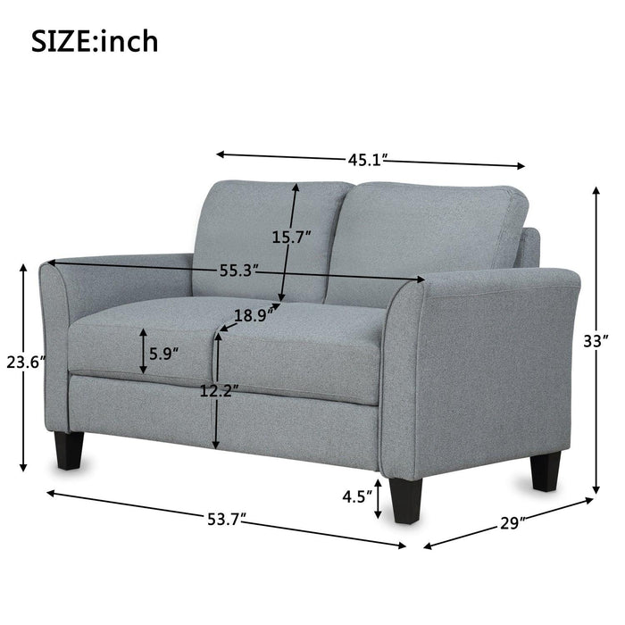 Living Room Furniture Love Seat Sofa Double Seat Sofa (Loveseat Chair)(Gray)