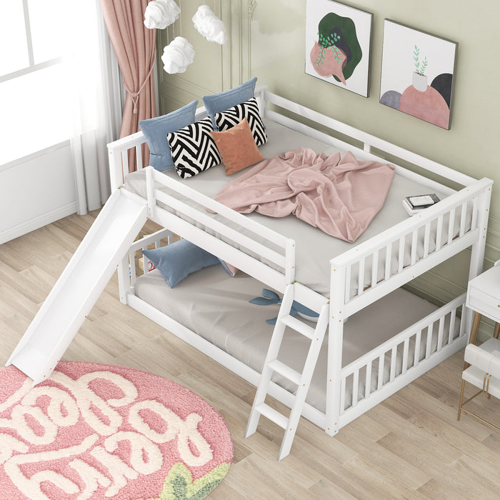 Full over Full Bunk Bed with Convertible Slide and Ladder, White(Old SKU: GX000708AAK) - DTYStore