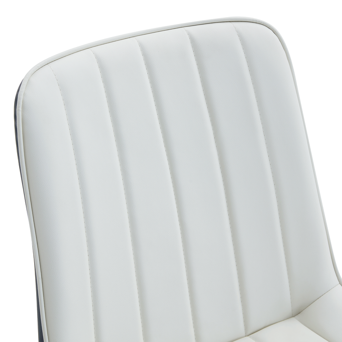 Extended Seat Cushion PU Dining Chair Set - Four Pieces.Smooth line design.Can integrate well into various modern home decoration styles.White and Dark Gray Splicing Colors. - DTYStore