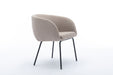039-Set of 1 Boucle Fabric Dining Chair With Black Metal Legs,Light Coffee - DTYStore
