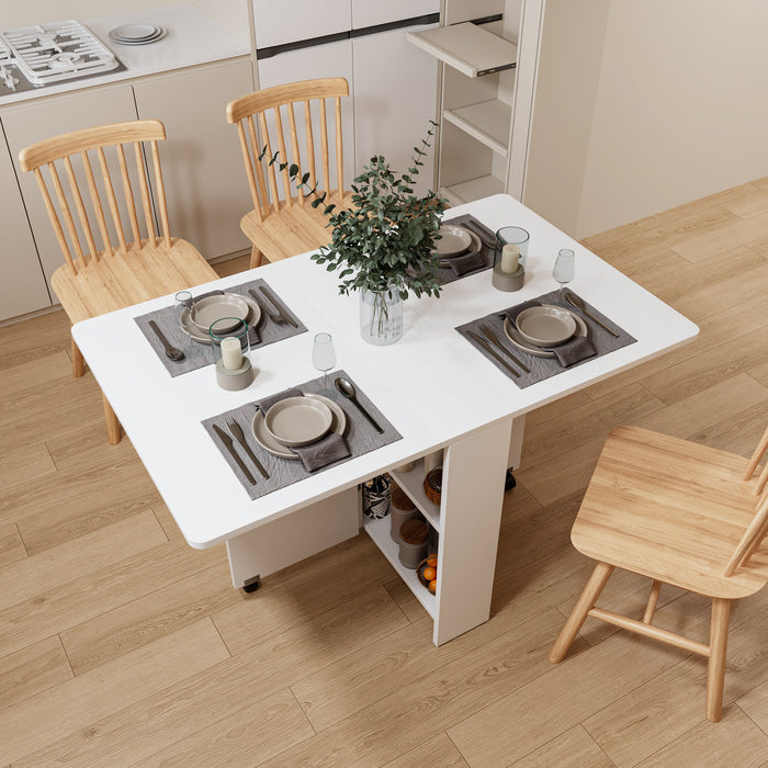 Fully unfolded 51.18 inches white foldable table, suitable for small family table or display table convenient, home simple long table, simple and lightweight - DTYStore