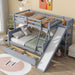 Twin over Full Bunk Bed with 2 Drawers, Slide, Shelves, Ladder, Rubber Wood Bunk Bed with Slide, Drawers,Grey(Old Sku:W504S00061) - DTYStore