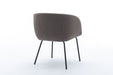 039-Set of 1 Boucle Fabric Dining Chair With Black Metal Legs,Dark Brown - DTYStore