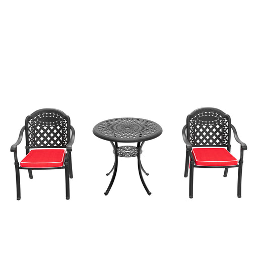 (Cushions In Random Colors)3-Piece Set Of Cast Aluminum Patio Furniture With Cushions - DTYStore