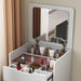 Compact 3 in 1 Vanity Desk with Mirror, Light, Drawers, and Upholstered Stool