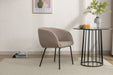 039-Set of 1 Boucle Fabric Dining Chair With Black Metal Legs,Light Coffee - DTYStore