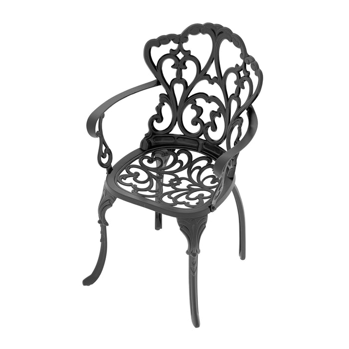 5-Piece Set Of Cast Aluminum Patio Furniture With Black Frame and Seat Cushions In Random Colors - DTYStore