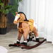 Kids Metal Plush Ride-On Rocking Horse Chair Toy With Realistic Sounds - Dark Brown/White