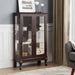 2 Doors Curio Cabinet with Tempered Glass Doors and Mirrored Back Panel, Lighted Display Cabinet for Home and Office