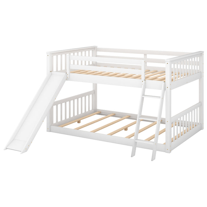 Full over Full Bunk Bed with Convertible Slide and Ladder, White(Old SKU: GX000708AAK) - DTYStore