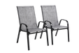 2 Piece Patio Chairs, Outdoor Camping Chairs with Breathable Textilene Fabric, Set of 2 Garden Chairs with Armrest High Backrest for Garden Patio Pool Beach Yard Space Saving ( Grey) - DTYStore