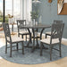 5-Piece Round Dining Table and Chair Set with Special-shaped Legs and Hollow Chair Back