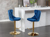 A&A Furniture,Golden Swivel Velvet Barstools Adjusatble Seat Height from 25-33 Inch, Modern Upholstered Bar Stools with Backs Comfortable Tufted for Home Pub and Kitchen Island,Blue,Set of 2