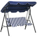 Outsunny 3-Seat Outdoor Patio Swing Chair with Removable Cushion, Steel Frame Stand and Adjustable Tilt Canopy for Patio, Garden, Poolside, Balcony, Backyard, Dark Blue - DTYStore