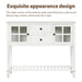 Sideboard Console Table with Bottom Shelf, Farmhouse Wood/Glass Buffet Storage Cabinet