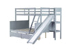 Twin over Full Bunk Bed with 2 Drawers, Slide, Shelves, Ladder, Rubber Wood Bunk Bed with Slide, Drawers,Grey(Old Sku:W504S00061) - DTYStore