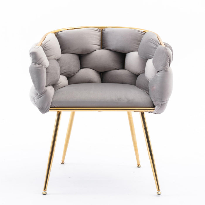 Luxury modern simple leisure velvet single sofa chair bedroom lazy person household dresser stool manicure table back chair gray - DTYStore