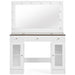 43.3' Vanity Desk with Large Mirror and Hollywood Bulbs, Modern Glass Top Makeup Vanity with Drawers and Power Outlet, Large Dressing Table with 3 Color Lighting Modes & RGB Cabinets for Bedroom - DTYStore