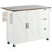 54.5" Farmhouse Kitchen Island with Power Outlet, Kitchen Storage Island with Internal Storage Rack, Drop Leaf, Spice Rack, Rolling Kitchen Cart on Wheels, for Home, Kitchen and Dining Room,White - DTYStore