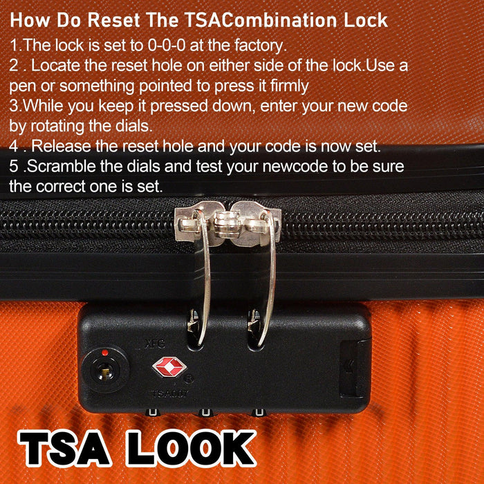 3 Piece Lightweight Luggage Set with TSA Lock, Durable Spinner Wheels and Hooks, Cross Striped