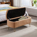 Camel Storage Ottoman Bench for End of Bed Gold Legs, Modern Camel Faux Fur Entryway Bench Upholstered Padded with Storage for Living Room Bedroom