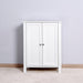 Bathroom Floor Storage Cabinet with Double Door Adjustable Shelf, White