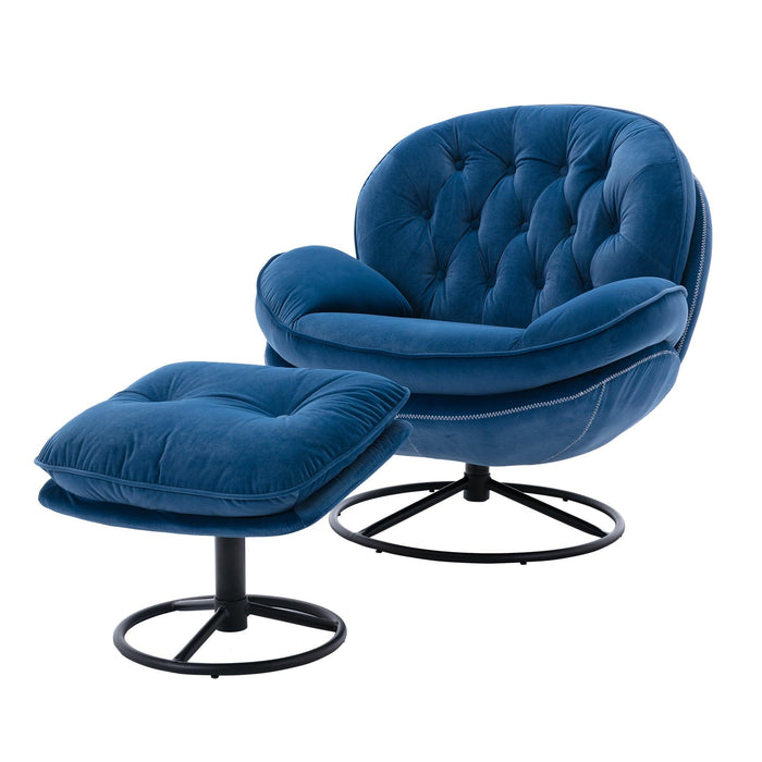 Accent chair TV Chair Living room Chair with Ottoman-Blue