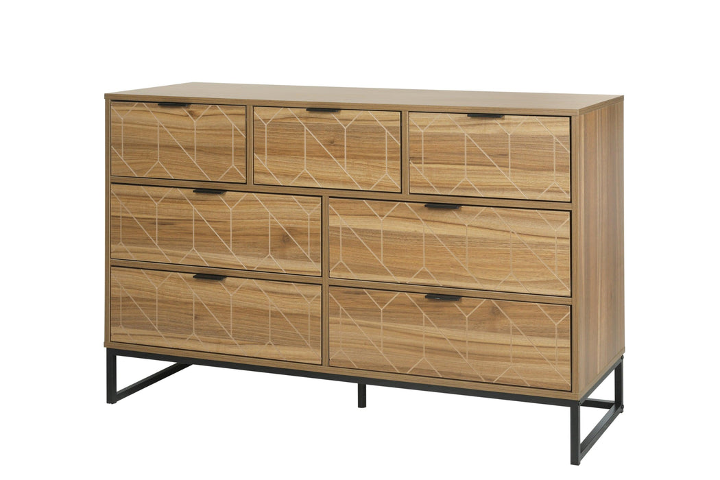 Modern 7 Drawer Dresser Wood Cabinet (Walnut)