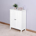 Bathroom Floor Storage Cabinet with Double Door Adjustable Shelf, White