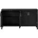 TREXM Large Storage Space Sideboard with Artificial Rattan Door and Metal Handles for Living Room and Entryway (Black)