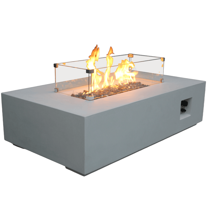 52 Inch Outdoor Concrete Propane gas rectangle Fire Pit table in Antique white color