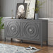 Retro Sideboard Door with Circular Groove Design and Round Metal Door Handle for Entrance, Dining Room, Living Room - DTYStore