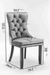 A&A Furniture,Nikki Collection Modern, High-end Tufted Solid Wood Contemporary PU and Velvet Upholstered Dining Chair with Wood Legs Nailhead Trim 2-Pcs Set，Black+Gray