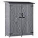 TOPMAX Outdoor 5.3ft Hx4.6ft L Wood Storage Shed Tool Organizer,Garden Shed, Storage Cabinet with Waterproof Asphalt Roof, Double Lockable Doors, 3-tier Shelves for Backyard, Gray