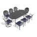 9-Piece All-Weather Cast Aluminum Dining Set, Include 2 Swivel Chairs,6 Dining Chairs and Oval Table With Black Frame - DTYStore