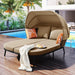 74.8" L Patio Daybed with Retractable Canopy, Outdoor Rattan PE Wicker Loveseat Sofa Set with Throw Pillows and Cushions for Backyard, Poolside, Garden