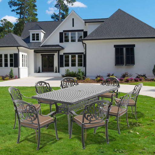 (Cushions In Random Colors)9-Piece Set Of Cast Aluminum Patio Furniture With Cushions - DTYStore