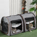 39" Portable Soft-Sided Pet Cat Carrier with Divider, Two Compartments, Soft Cushions, & Storage Bag, Grey - DTYStore