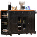 53'' Farmhouse Kitchen Island with Two Tempered Glass Cabinet Doors, Power Outlet, Rolling Kitchen Cart on Wheels with Drop Leaf, 5 Open Side Racks, 3 Drawers, for Kitchen, Dining Room, Black - DTYStore