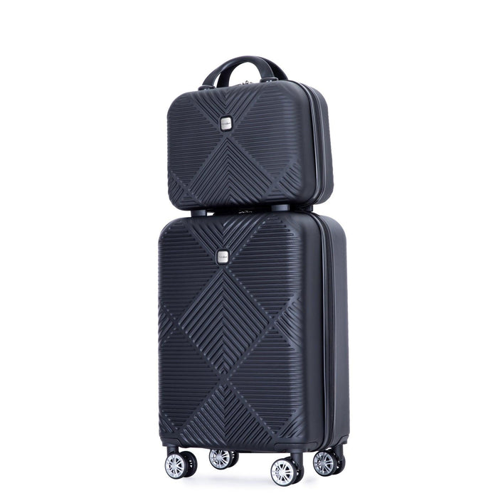 2Piece Luggage Sets ABS Lightweight Suitcase , Spinner Wheels, (20/14) BLACK