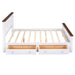 Queen Size Wood Platform Bed with Two Drawers and Wooden Slat Support,White+walnut